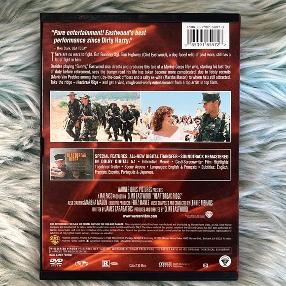 Clint Eastwood, HEARTBREAK RIDGE DVD - Picture 2 of 2